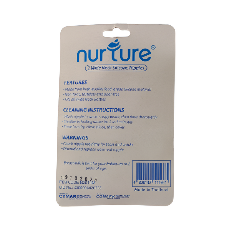 Nurture Wideneck Silicone Nipple Blister Card Medium 2's