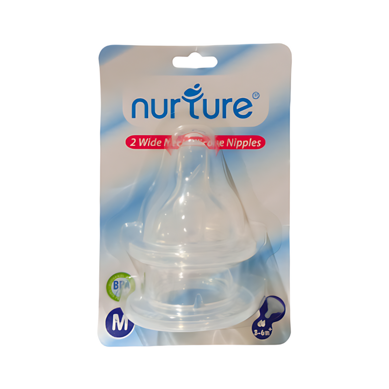 Nurture Wideneck Silicone Nipple Blister Card Medium 2's