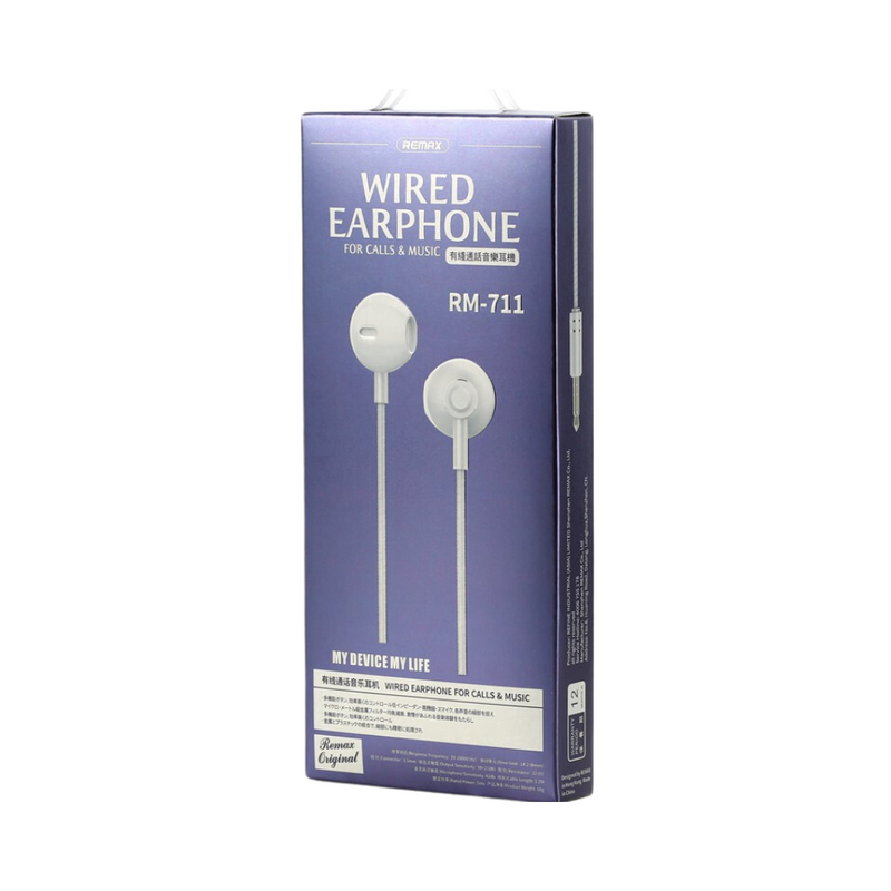 Remax RM-711 Wired Headset Noise Cancelling Fashion In-Ear Earphone Silver