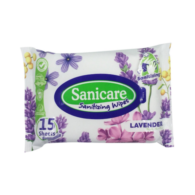 Sanicare Cleansing Wipes Lavender Scents 15 Sheets