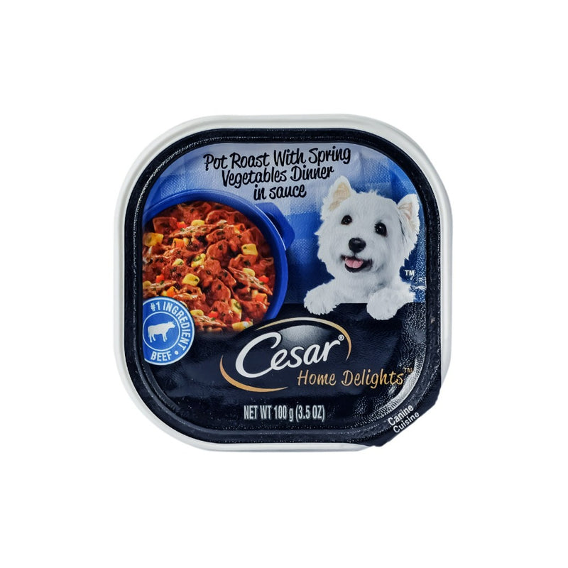 Cesar Home Delights Wet Dog Food Pot Roast With Spring Vegetables Dinner In Sauce 100g