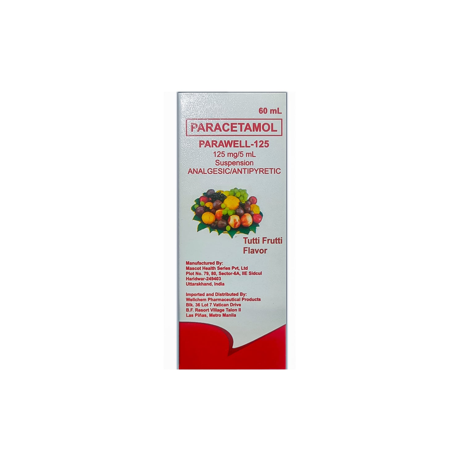 Parawell 125 Paracetamol 125mg 5ml Syrup 60ml