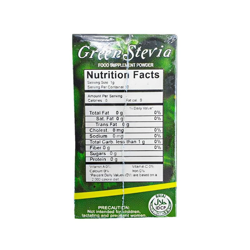 Green Stevia Food Supplement Powder 1g x 30 Sachets