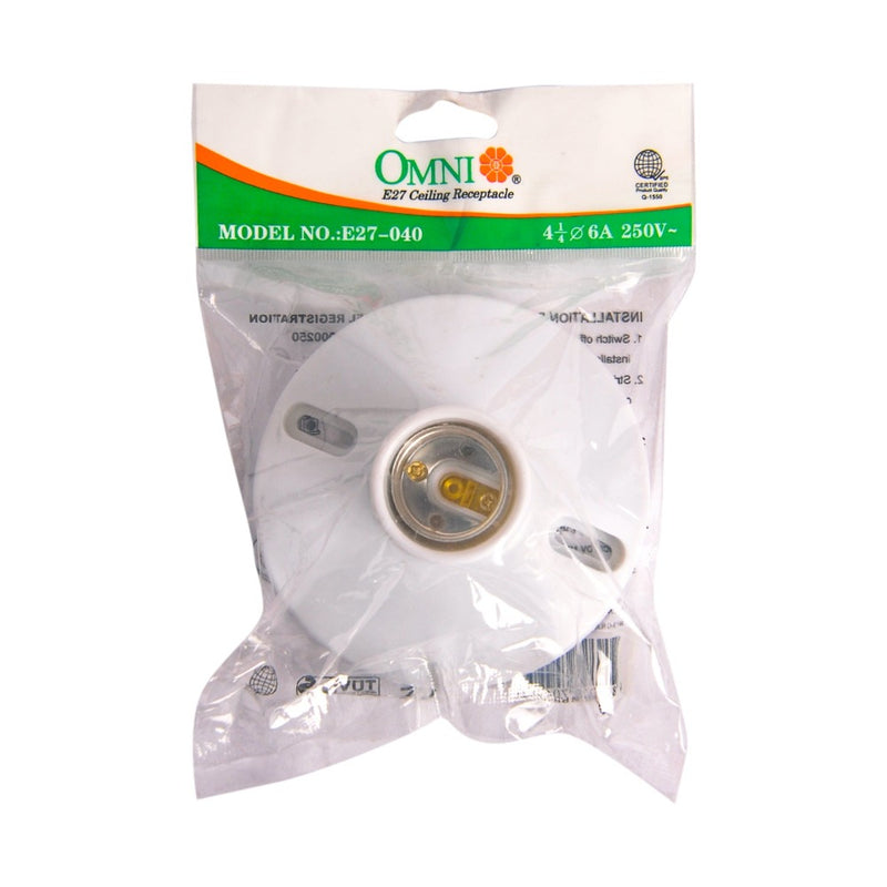 Omni E27-040 E27 Ceiling Receptacle 41/4 WHI