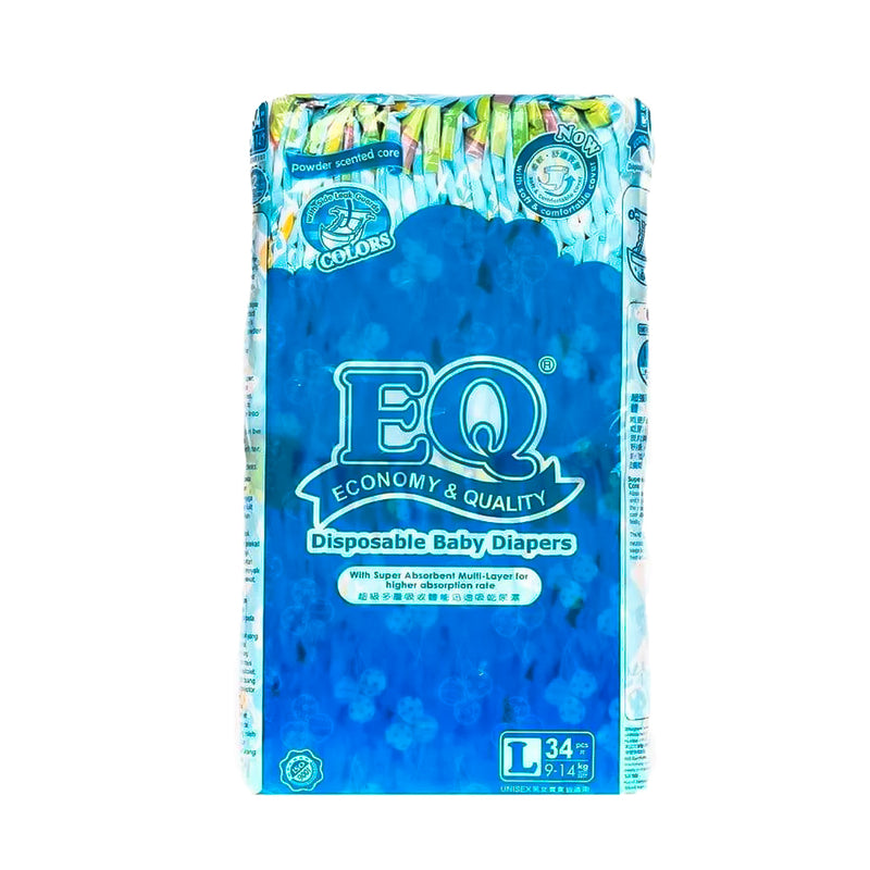 EQ Colors Baby Diaper With Powder Scent Big Pack Large 34's