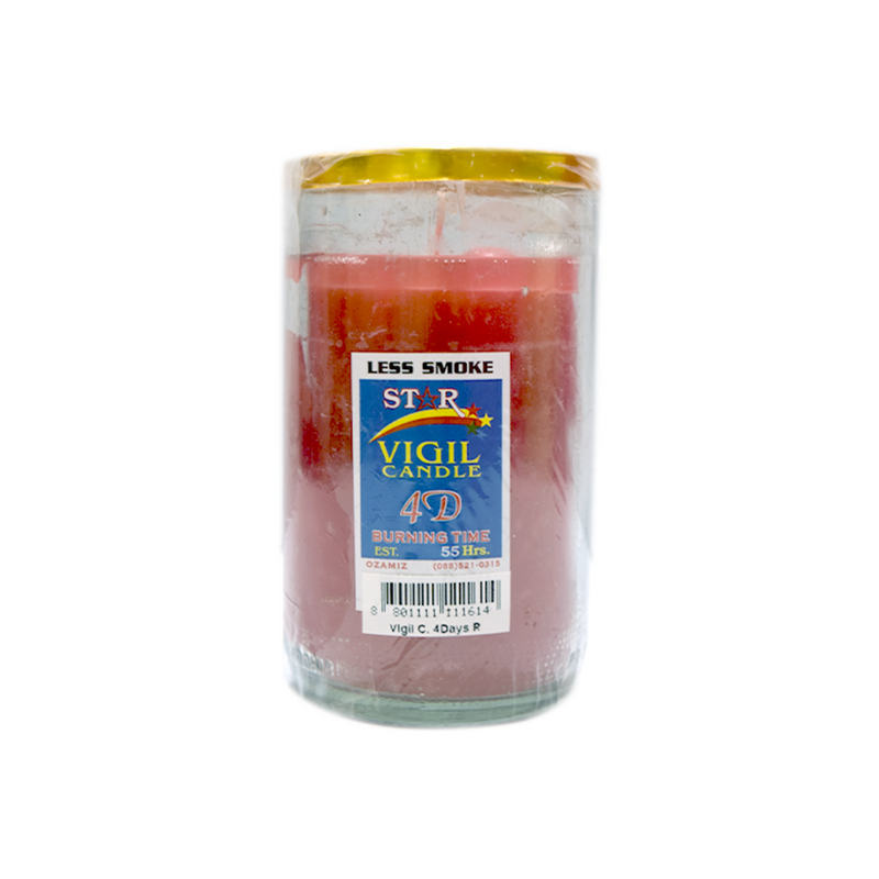 Star Vigil Candle 4 days With Glass Red