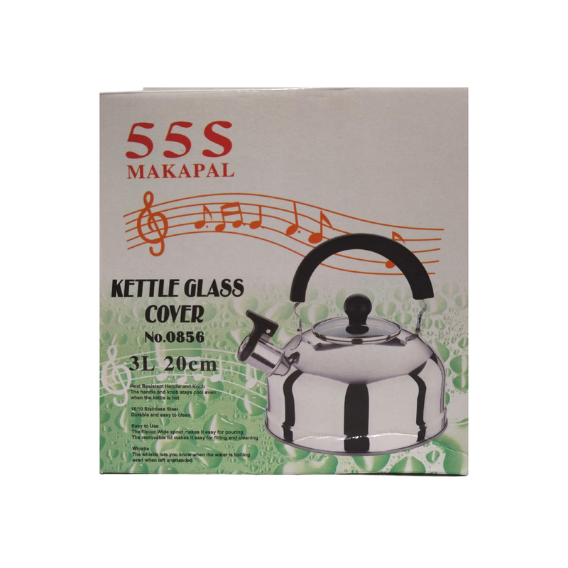 Stainless Steel Kettle With Glass Cover 3L