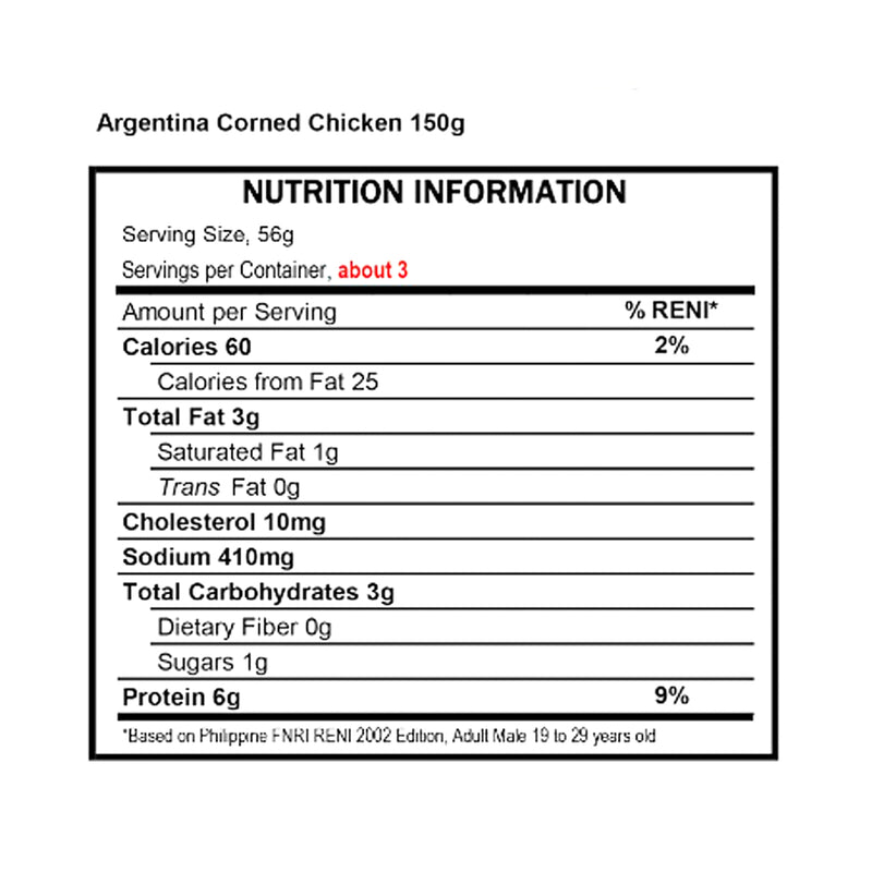 Argentina Corned Chicken Regular 150g