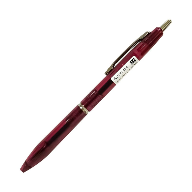 Pilot Acro 300 Ballpoint Pen Clear Red Barrel Black Ink 0.5mm