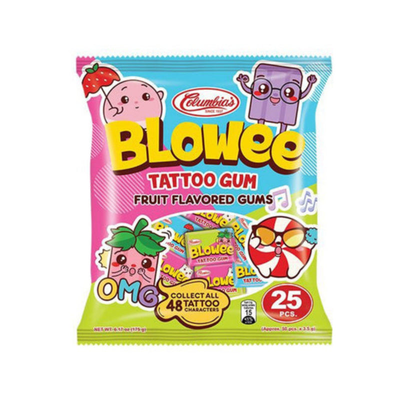 Columbia Blowee Tattoo Gum Fruit Flavored 25's