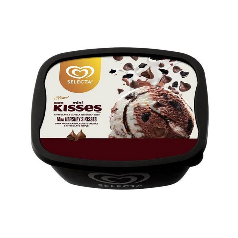 Selecta Hersheys Kisses Chocolate And Vanilla Ice Cream With Mini Hersheys Kisses 1.3L