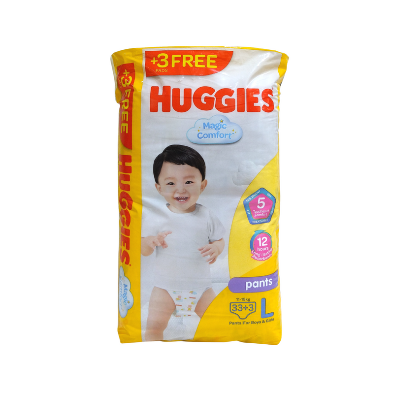 Huggies Magic Comfort Pants Large 33's + 3 Pads