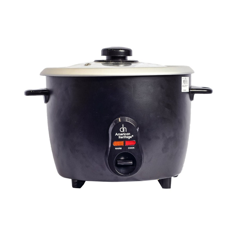 American Heritage Glass Cover Rice Cooker Black 1.8L