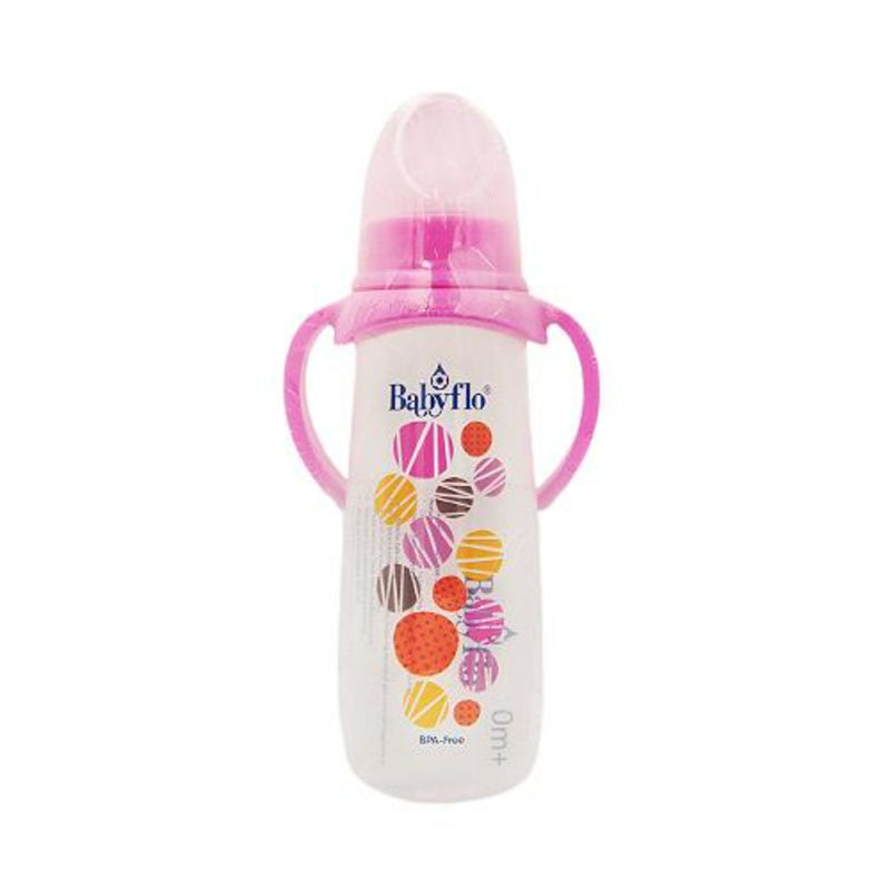 Babyflo Feeding Bottle With Handle Pink 270ml (9oz)