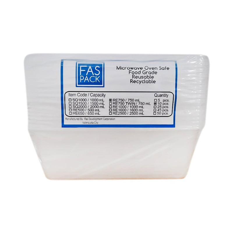 Fas Pack Plastic Container Re750 10's