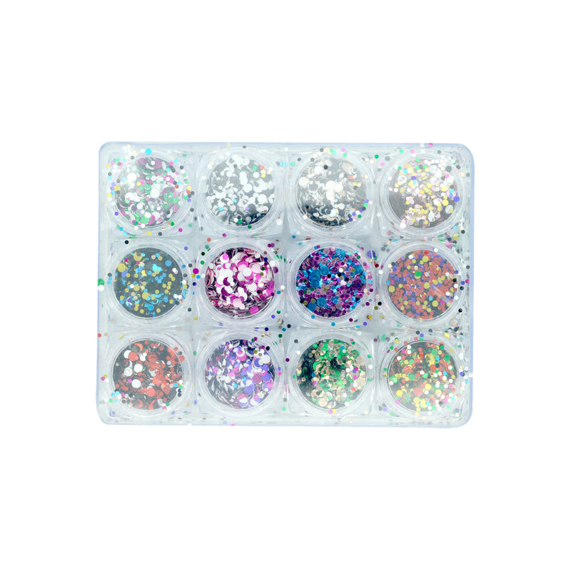 Nail Art Colored Glitters 12 Designs