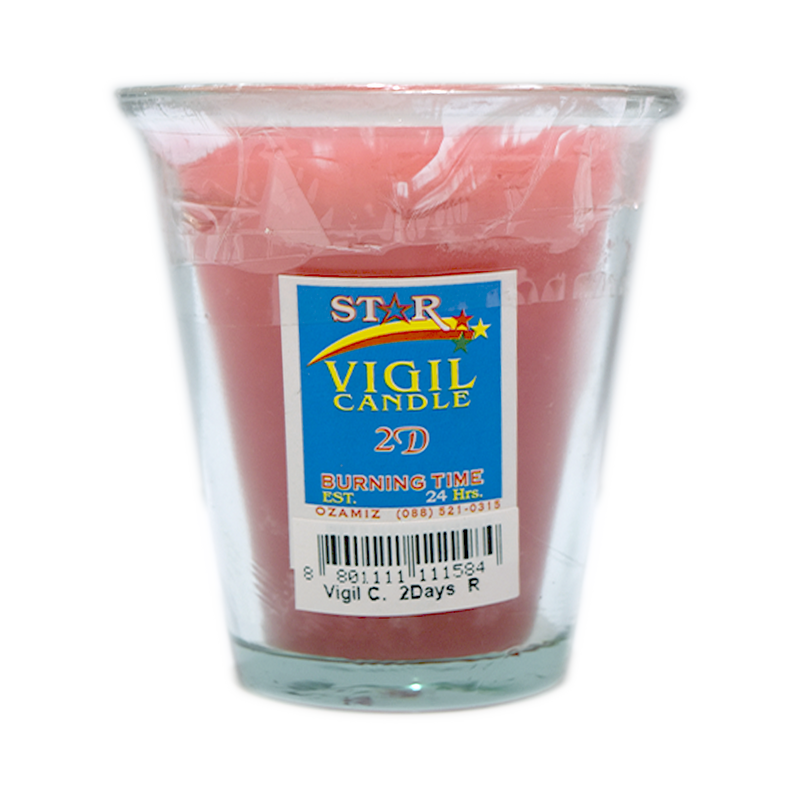 Star Vigil Candle 2 Days With Glass Red