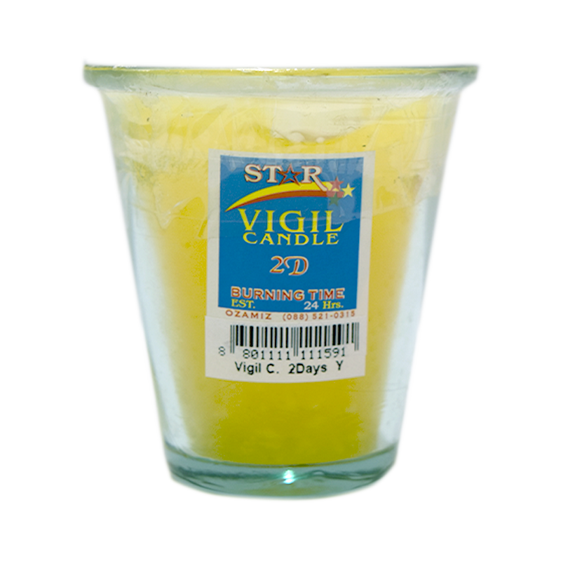 Star Vigil Candle 2 Days With Glass Yellow