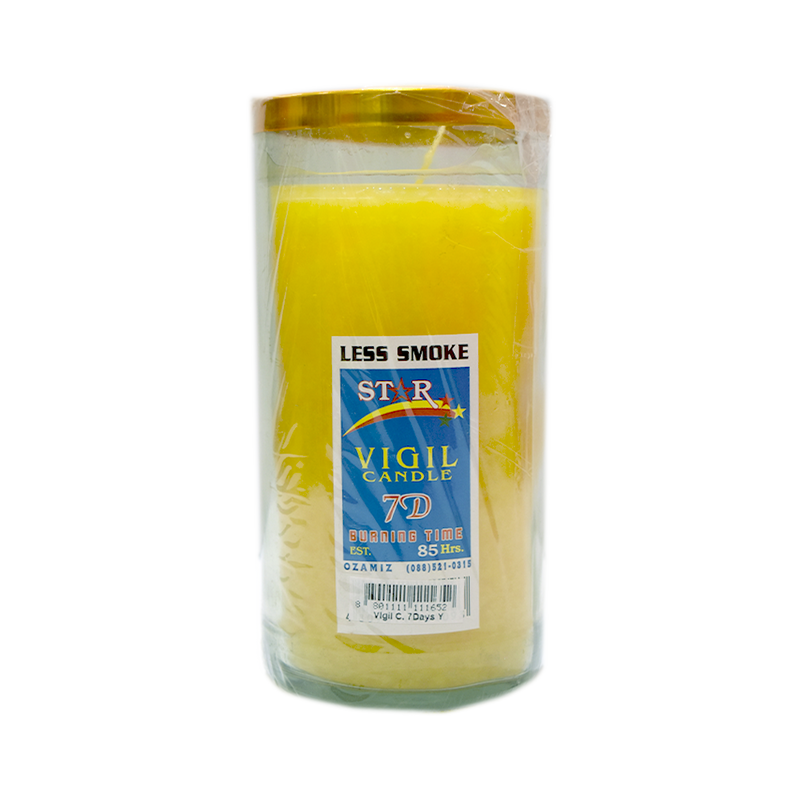 Star Vigil Candle 7 days With Glass Yellow
