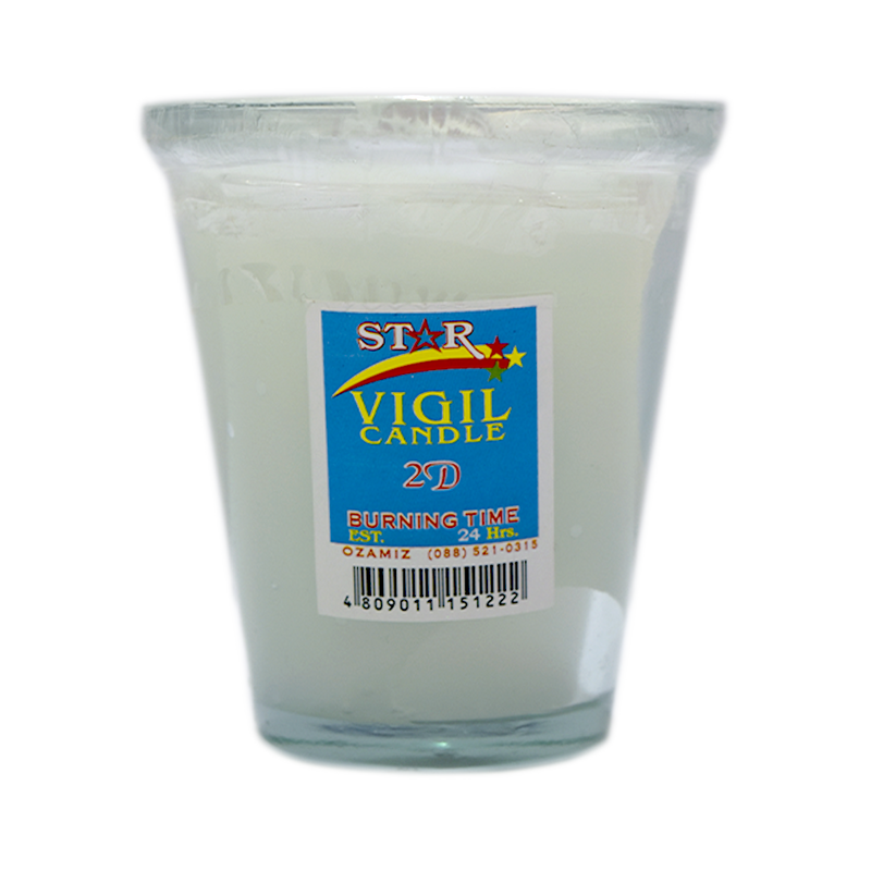 Star Vigil Candle 2 Days With Glass White