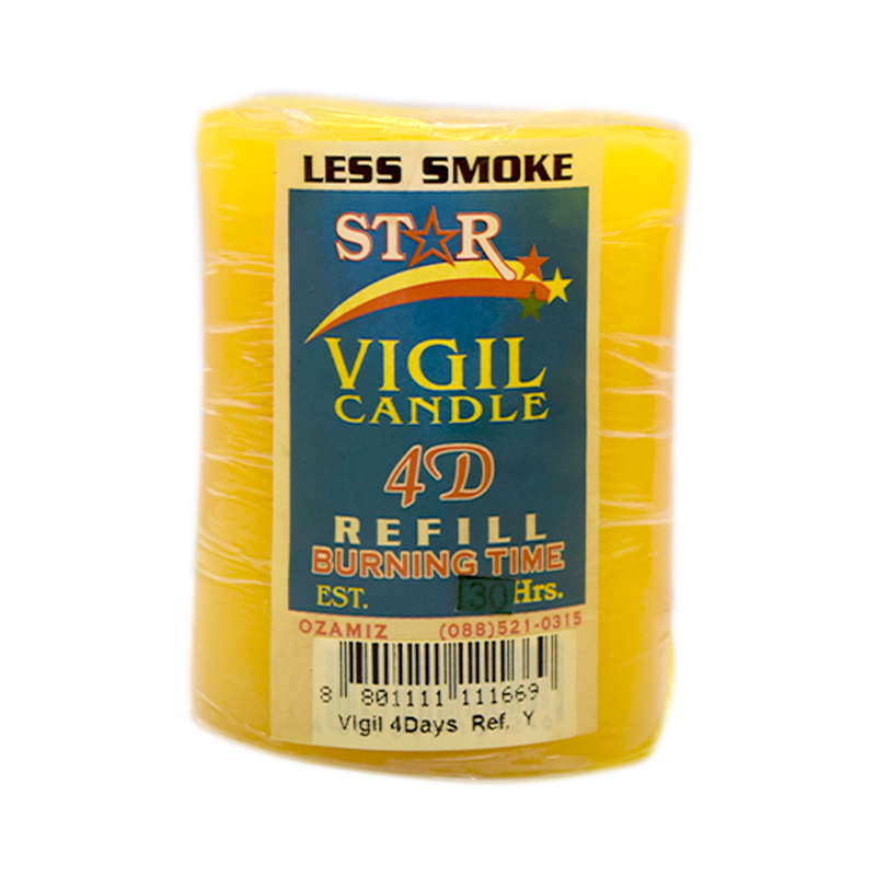 Star Vigil Candle 4 Days Refill Yellow 1's