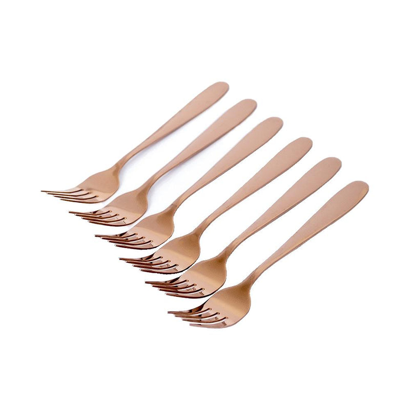 Ideal Living 6pc Stainless Steel Fork Rose Gold 20cm