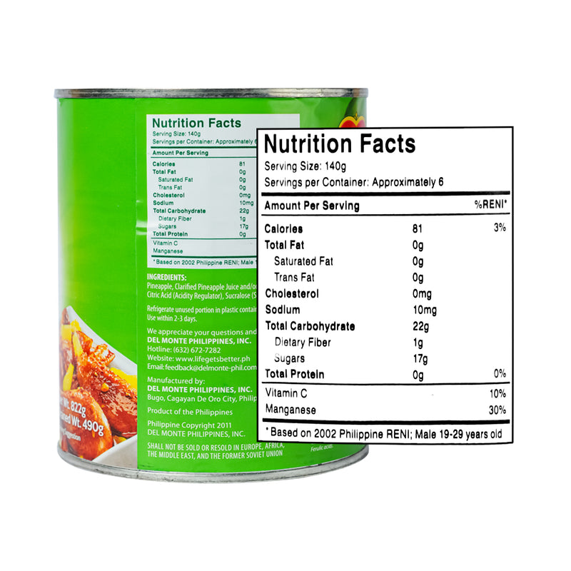 Del Monte Pineapple Tidbits 822g