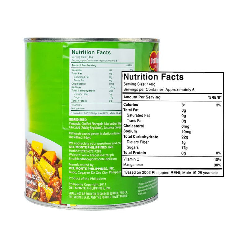 Del Monte Pineapple Chunks 822g