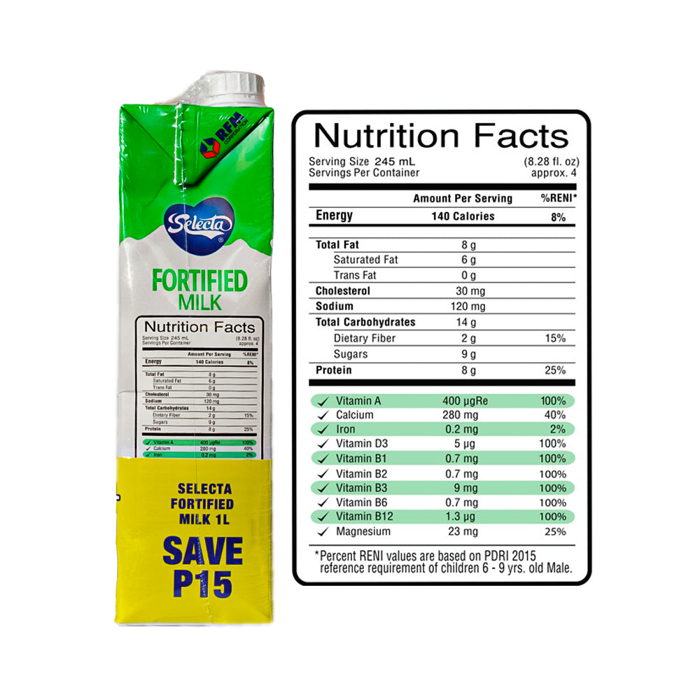 Fortification Labels Selecta Fortified Filled Milk 1L x 2's
