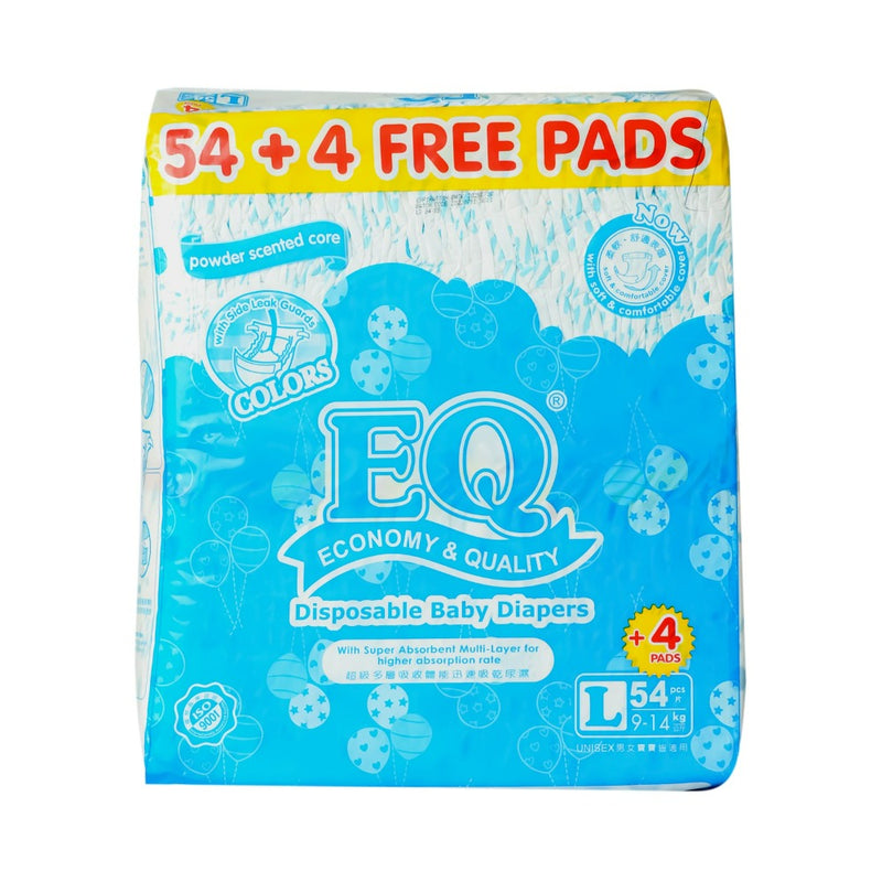 EQ Colors Baby Diaper Jumbo Pack Large 54's + 4 Pads