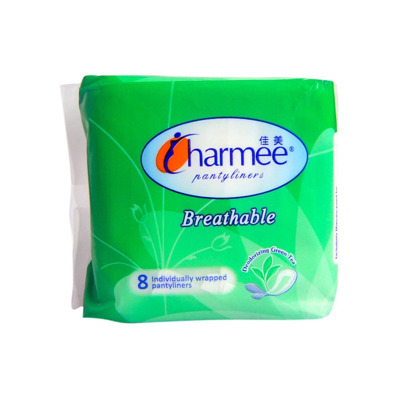 Charmee Breathable Pantyliners Deodorizing Green Tea 8's