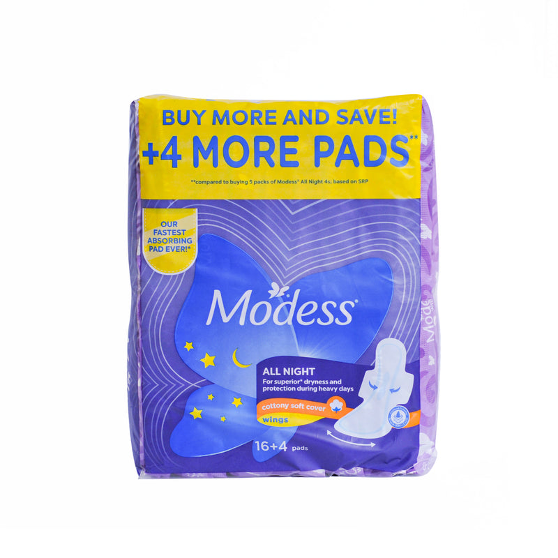 Modess All Night Sanitary Napkin With Wings Extra Long 20's