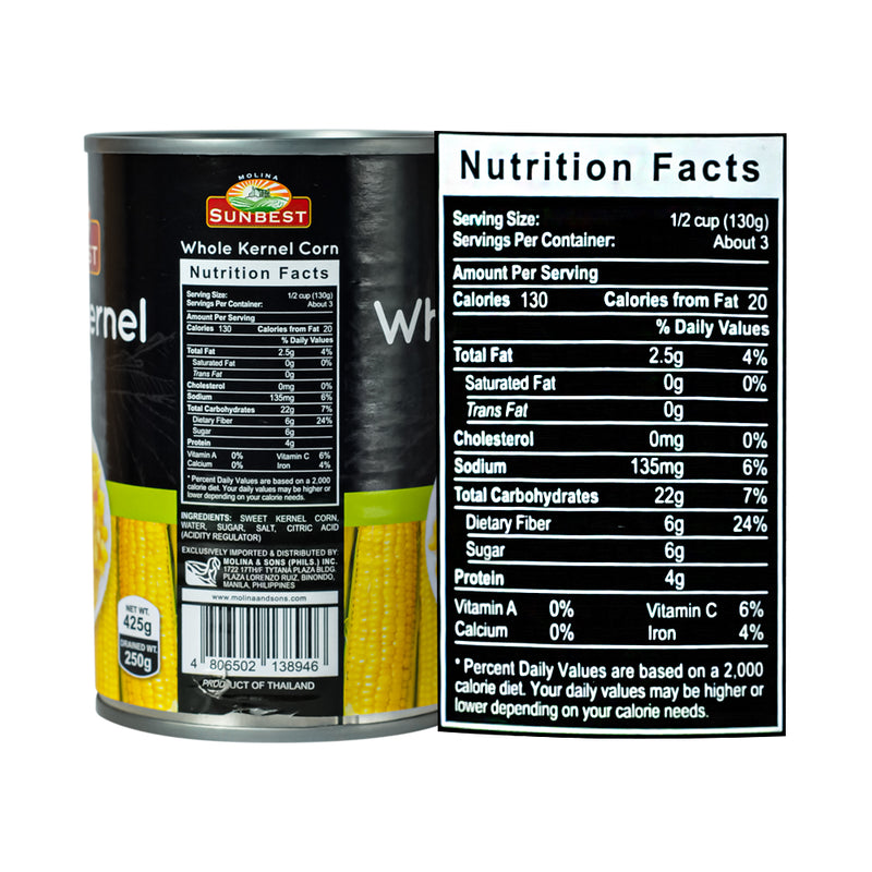 Sunbest Whole Kernel Sweet Corn 425g