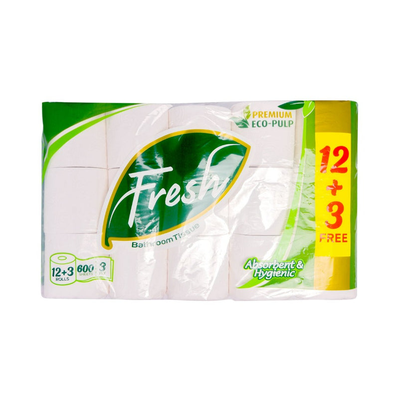 Fresh Eco-Pulp Bathroom Tissue 3Ply 200pulls 600's 12+3