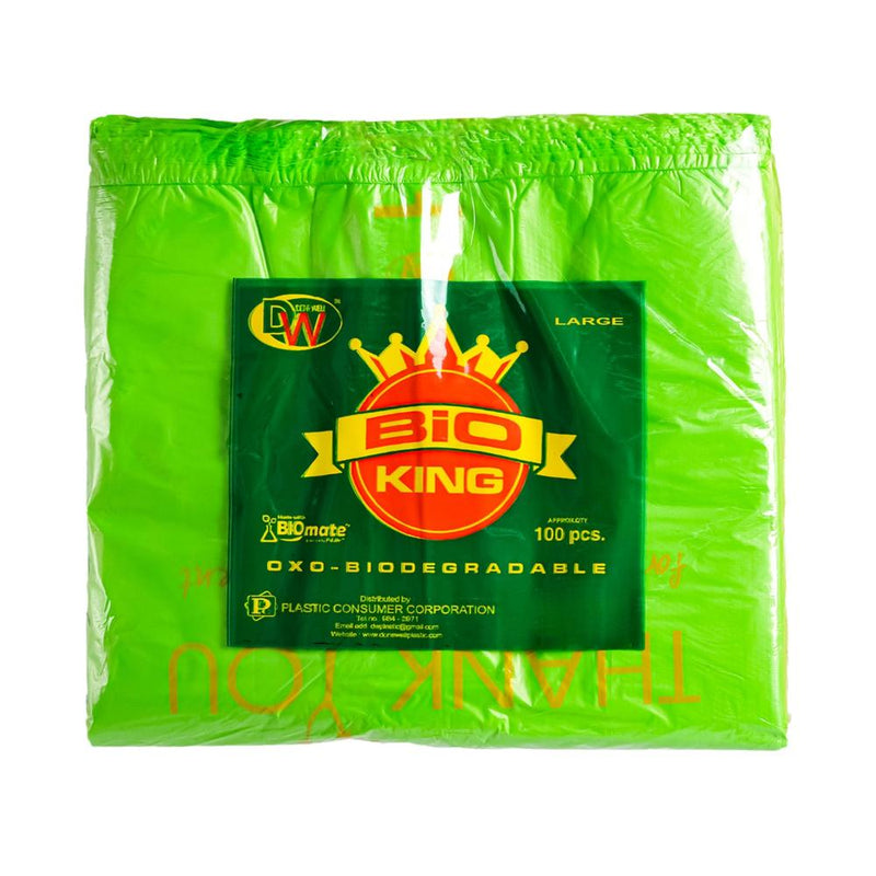 Bioking Plastic Bag Large Green 100's