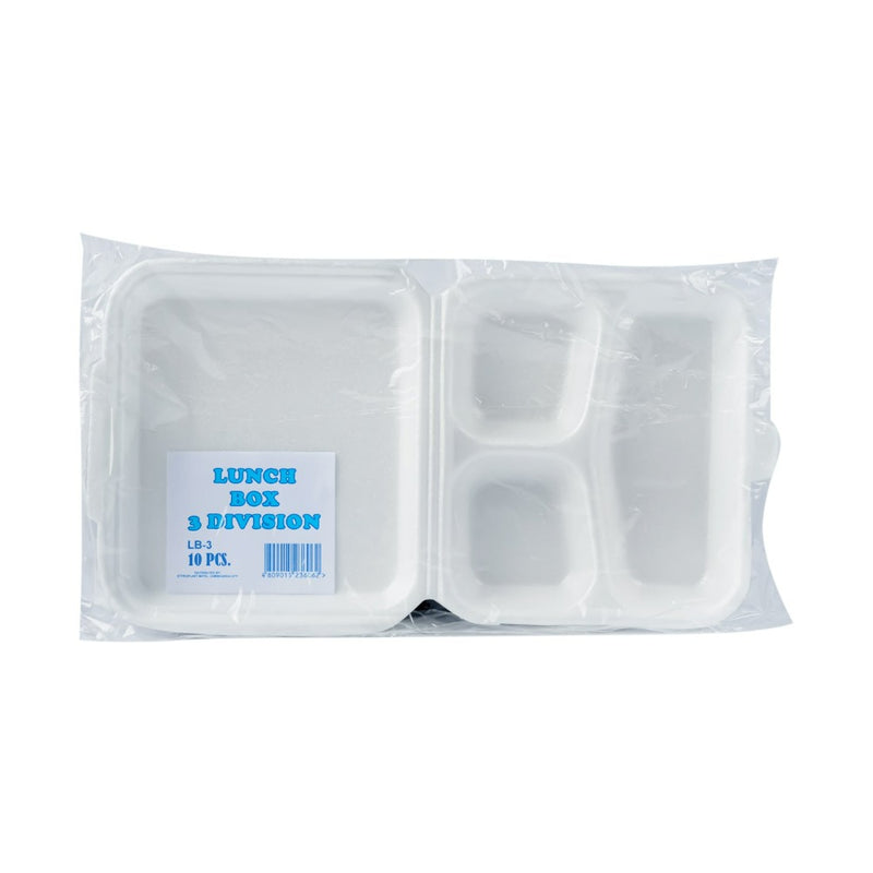 Styroplast 3-Division Lunch Box 10's