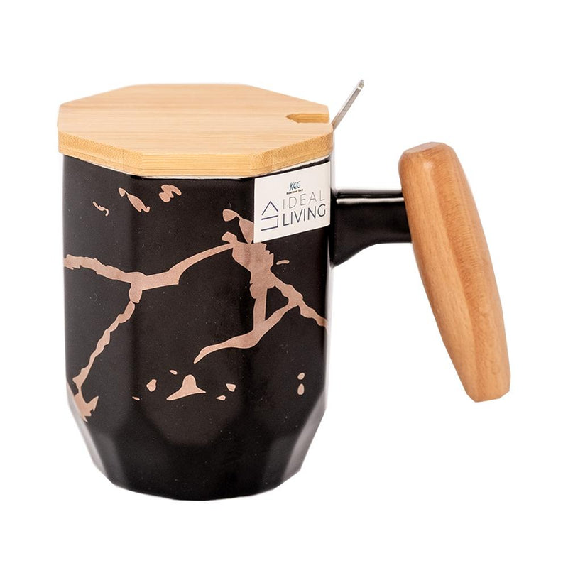 Ideal Living Mug with Wooden Handle and Cover Set