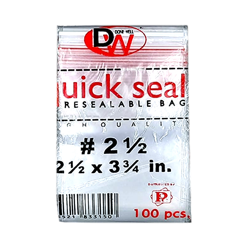 Donewell Quick Seal Resealable 2 1/2x3 3/4 Inches 100's