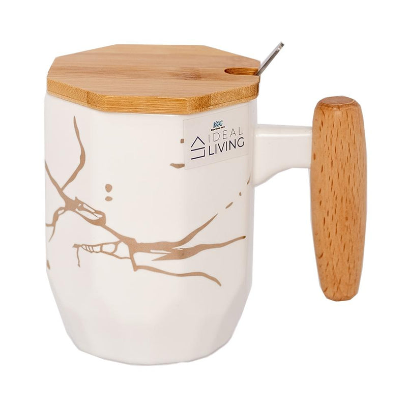 Ideal Living Mug with Wooden Handle and Cover Set