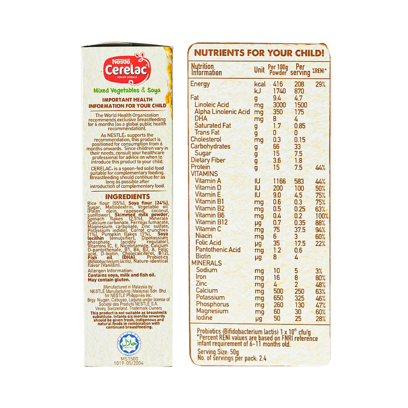 Nestle Cerelac Baby Food Mix Vegetables And Soya 120g