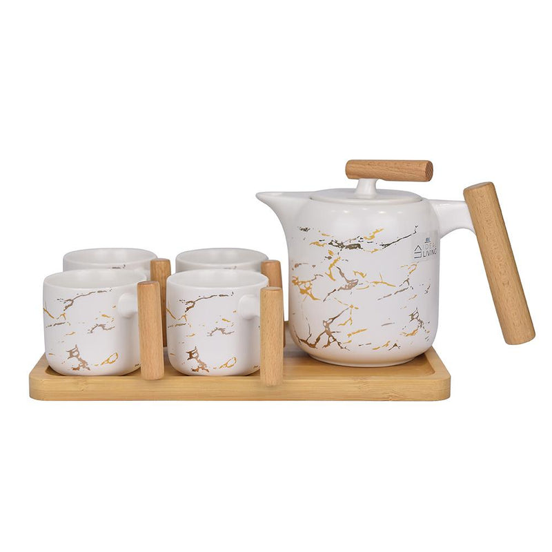 Ideal Living 5pc Tea Set White SJ1412-4