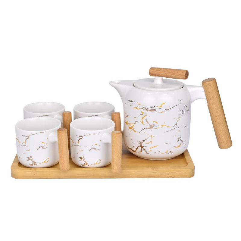 Ideal Living 5pc Tea Set White SJ1412-4