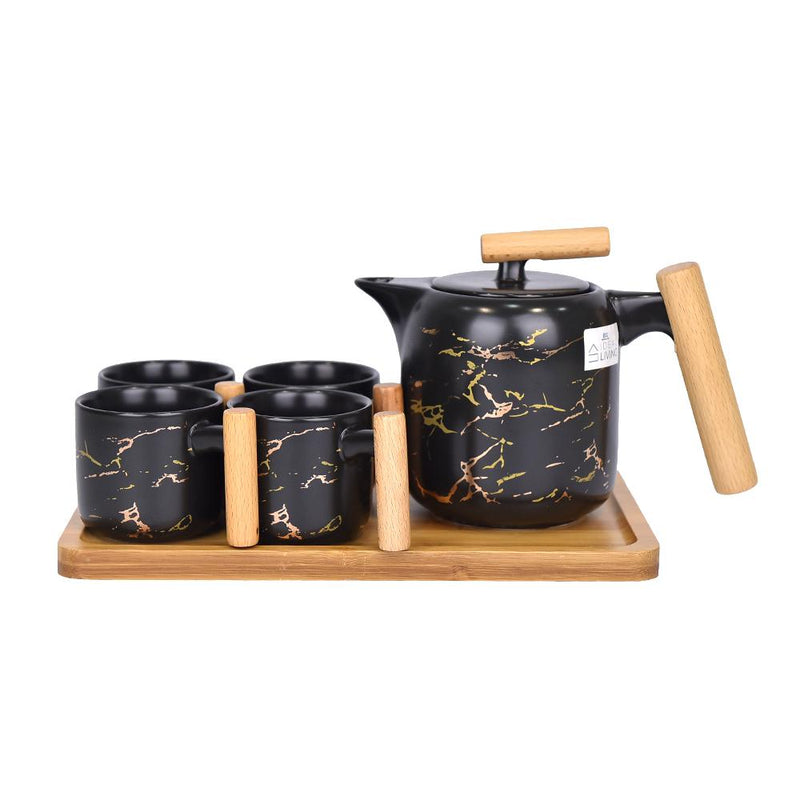 Ideal Living SJ1412-3 Ceramic Tea Set Black 5's