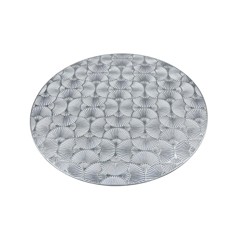 Placemat Pressed Vinyl Round Silver