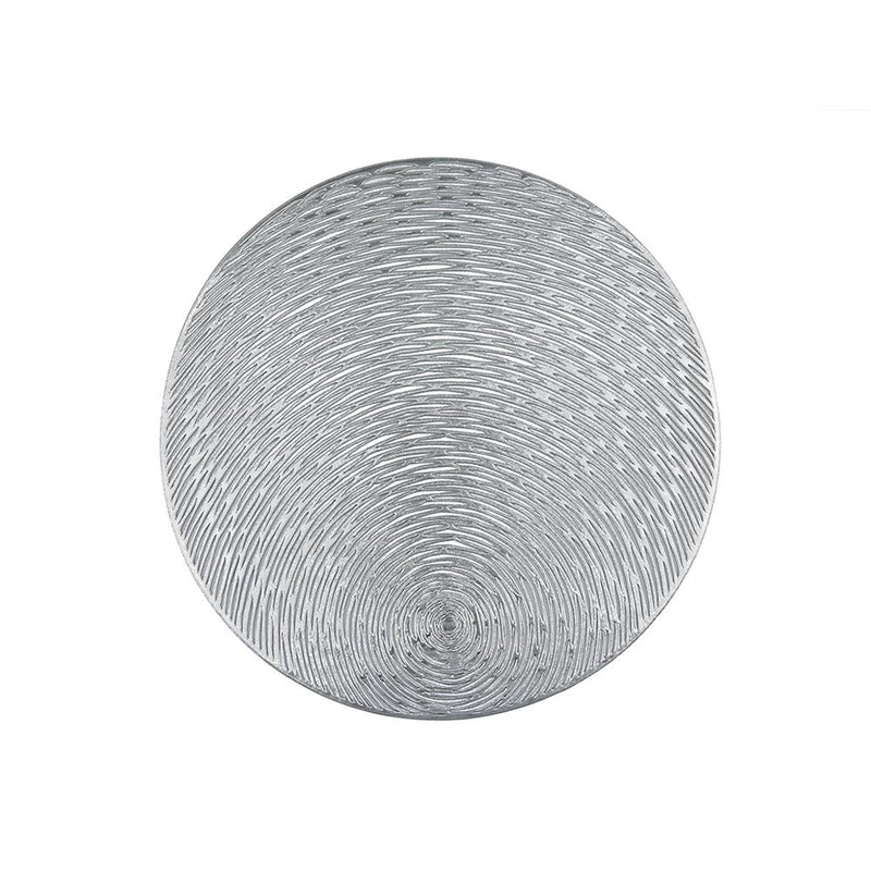 Placemat Spiral Pressed Vinyl Round Silver