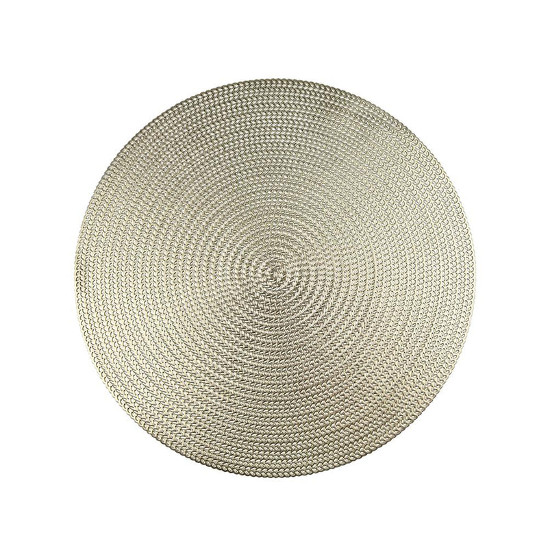 Placemat Vinyl Spiral Leaf Round Gold 45 x 30cm