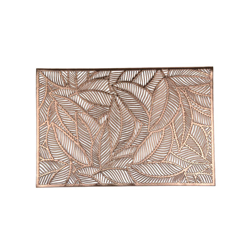 Placemat Vinyl Leaf Rectangular Rose Gold 45 x 30cm