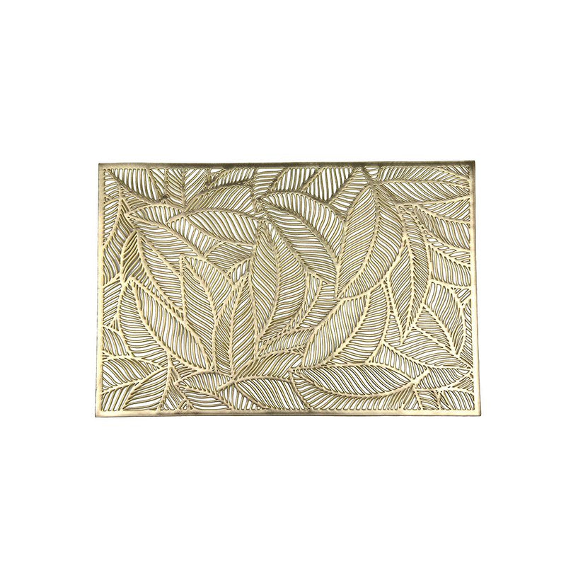 Placemat Vinyl Leaf Rectangular Gold 45 x 30cm