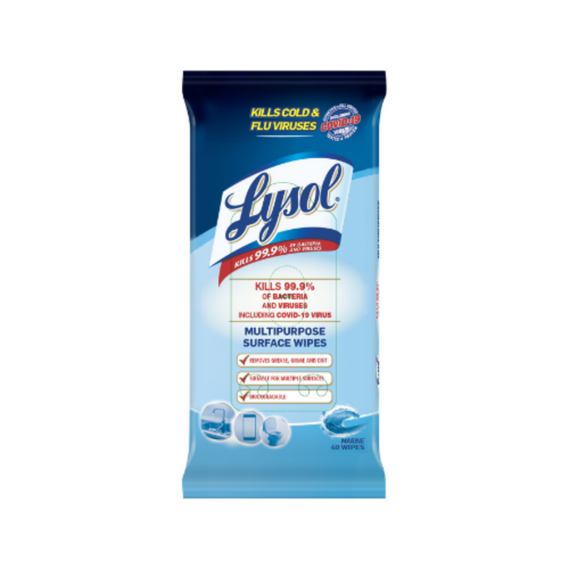 Lysol Multi Purpose Surface Wipes Marine 40 Pulls