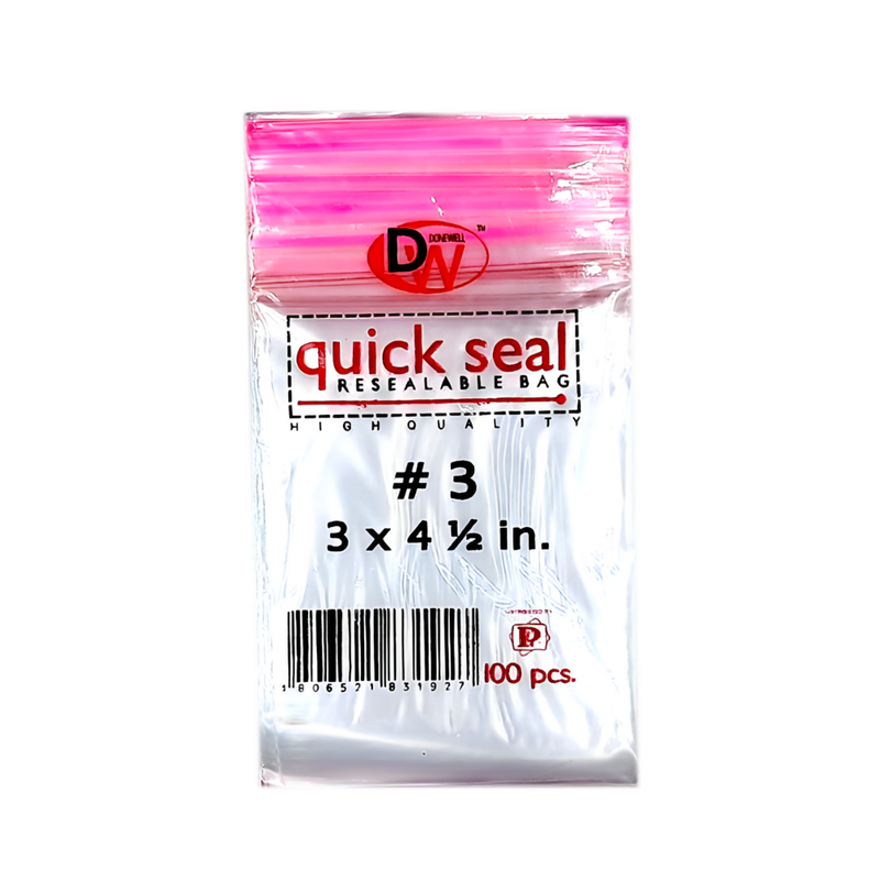 Donewell Quick Seal Resealable 3"x4" 1/2 100's